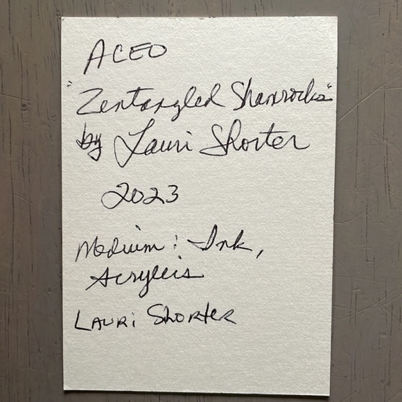 ACEO Collectible Original Painting “Zentangled Shamrocks” Mini Art Signed Dated - Picture 3 of 3